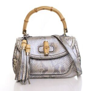 Gucci Medium Python Bamboo Top Handle Bag